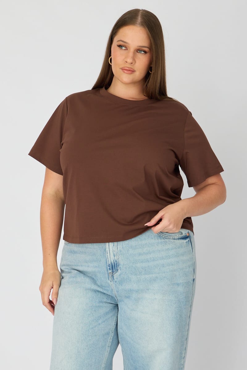 Brown T-shirt Short Sleeve Slim Fit for YouandAll Fashion