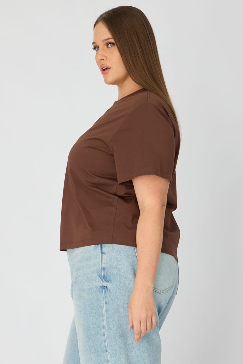 Brown T-shirt Short Sleeve Slim Fit for YouandAll Fashion