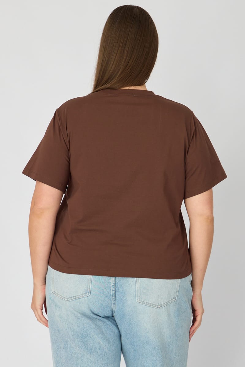 Brown T-shirt Short Sleeve Slim Fit for YouandAll Fashion