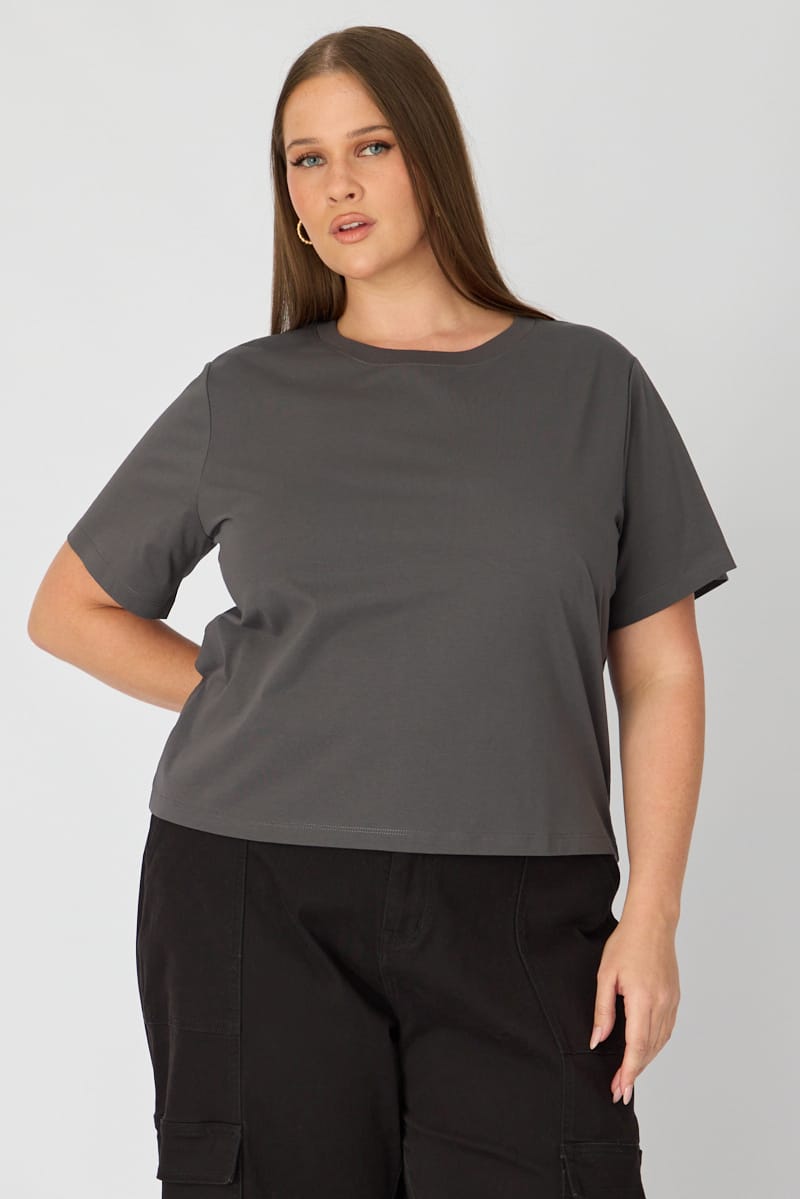 Grey T-shirt Short Sleeve Slim Fit for YouandAll Fashion