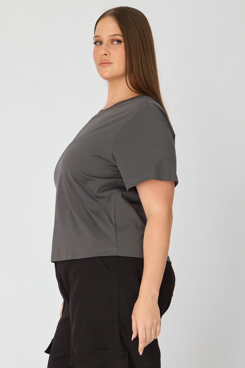 Grey T-shirt Short Sleeve Slim Fit for YouandAll Fashion