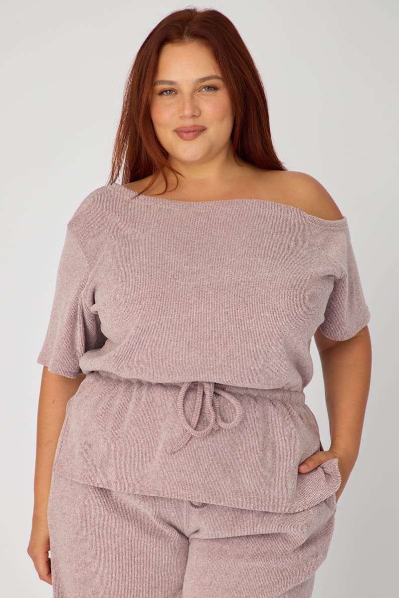 Red One Shoulder Top Short Sleeve Tie Waist for YouandAll Fashion