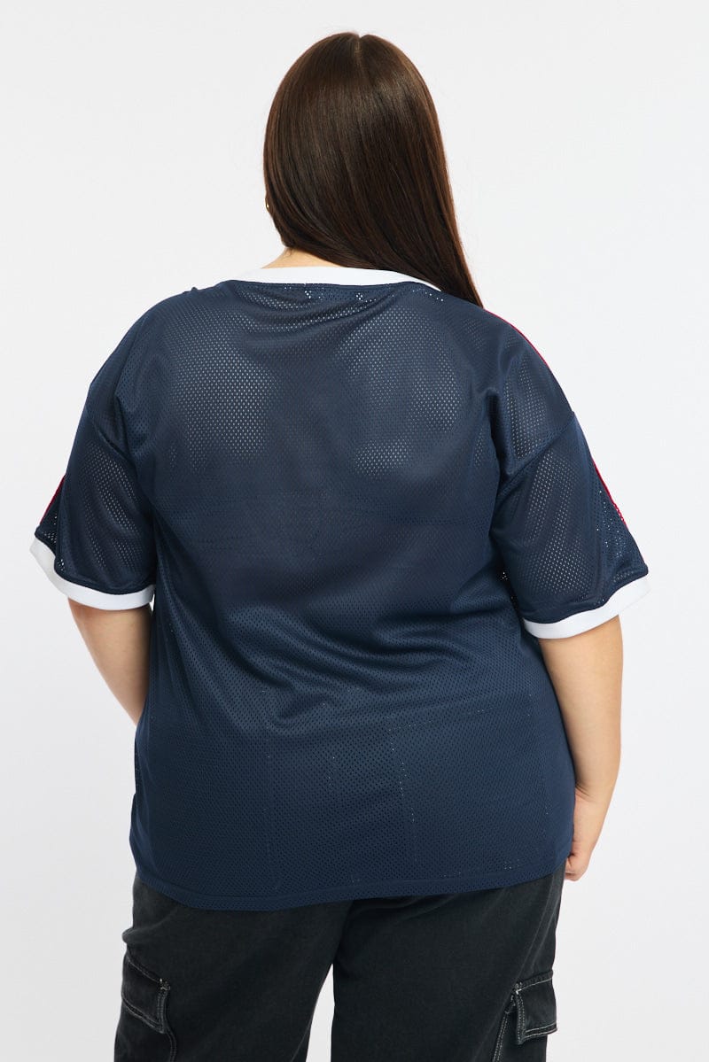 Blue Oversized Sport Tee Short Sleeve for YouandAll Fashion