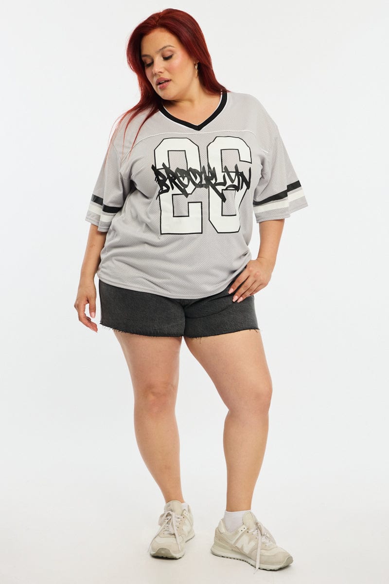 Grey Sport Tee Short Sleeve for YouandAll Fashion