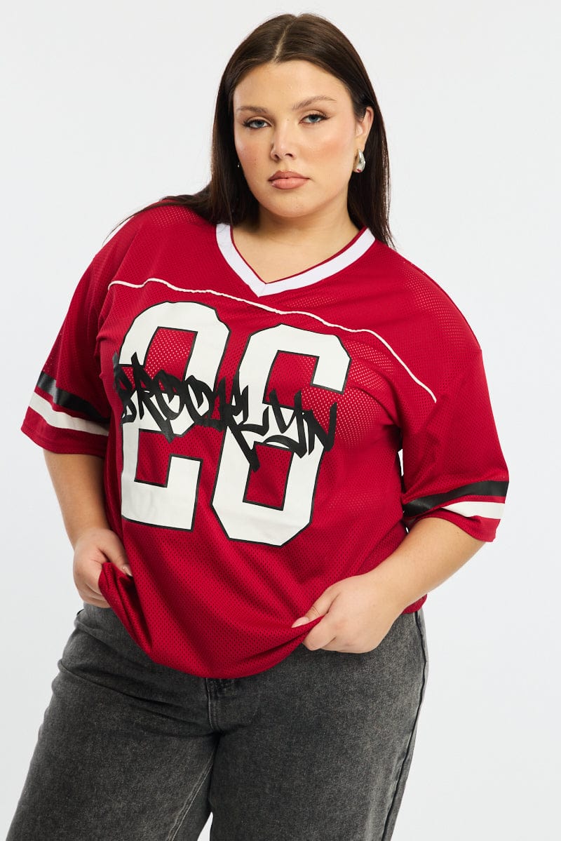 Red Sport Tee Short Sleeve for YouandAll Fashion