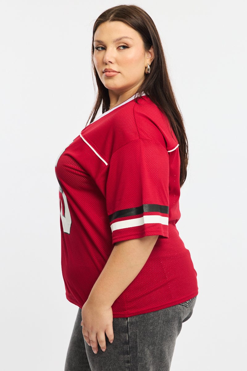 Red Sport Tee Short Sleeve for YouandAll Fashion