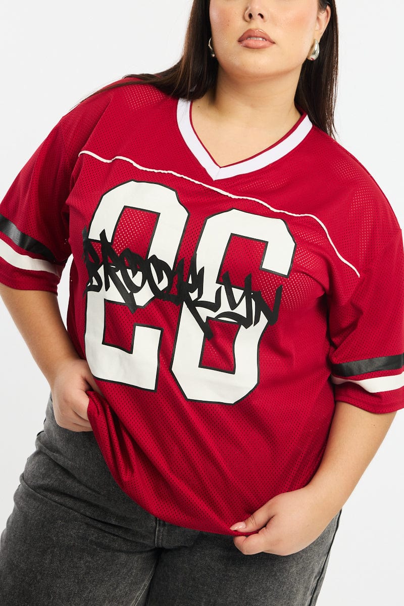 Red Sport Tee Short Sleeve for YouandAll Fashion