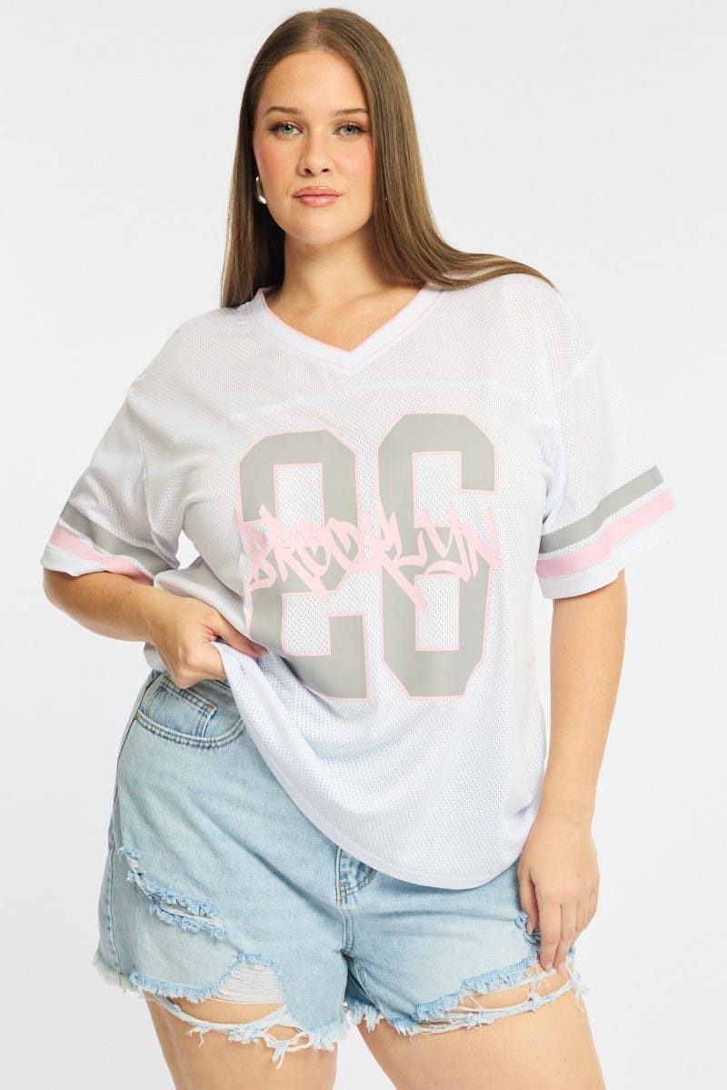 White Sport Tee Short Sleeve for YouandAll Fashion