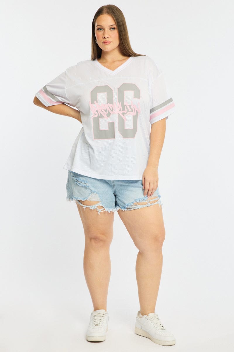 White Sport Tee Short Sleeve for YouandAll Fashion