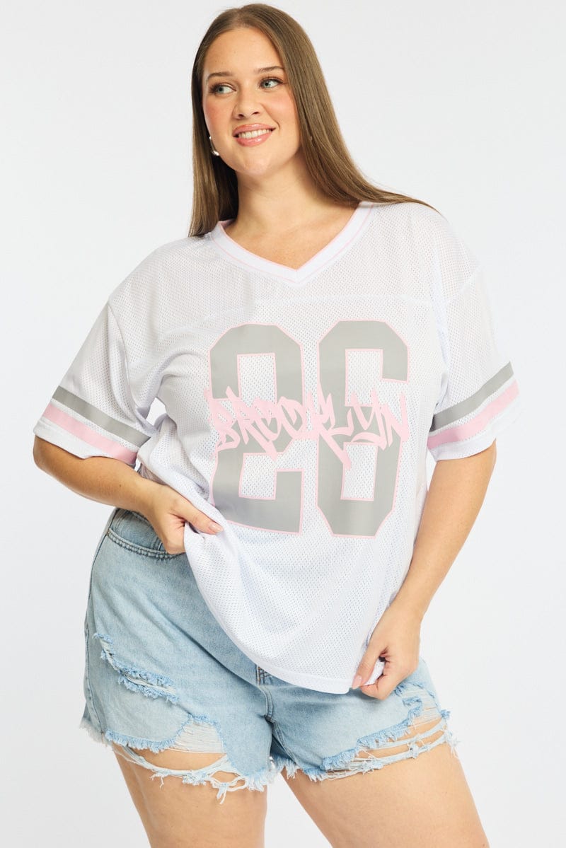 White Sport Tee Short Sleeve for YouandAll Fashion