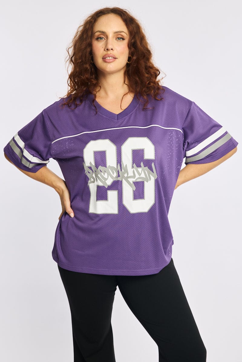 Purple Sport Tee Short Sleeve for YouandAll Fashion
