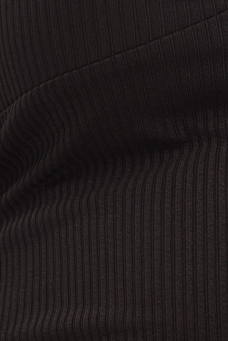 Black Halter Top Rib Jersey Gather Bust Detail for YouandAll Fashion