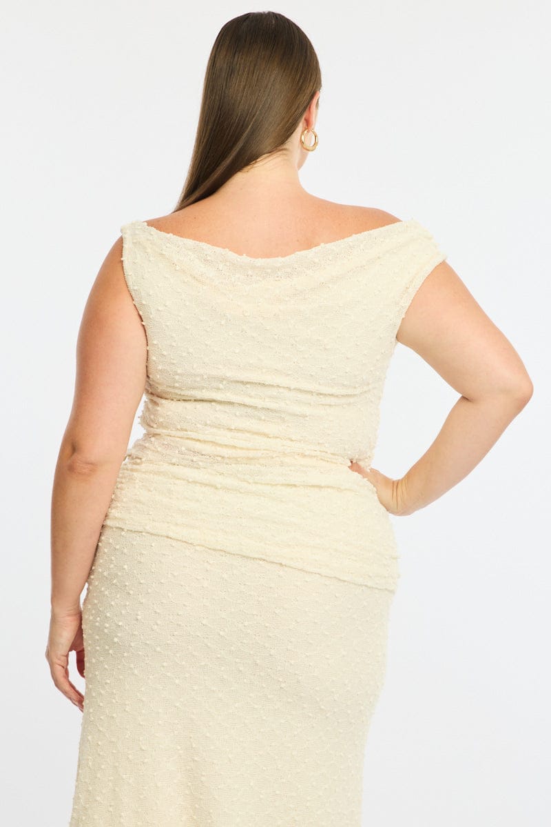 White Asymmetric Top Sleeveless One Shoulder Textured for YouandAll Fashion