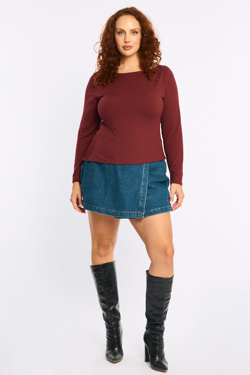 Red Asymmetrical Top Long Sleeve for YouandAll Fashion