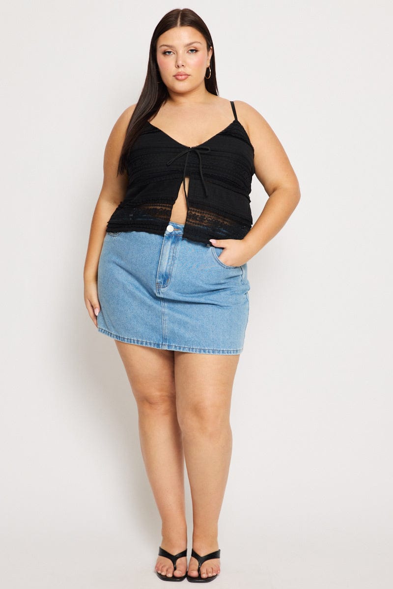 Black Lace Cami Top Open Front for YouandAll Fashion