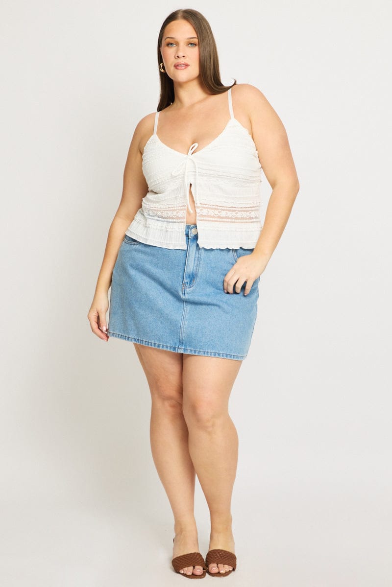 White Lace Cami Top Open Front for YouandAll Fashion