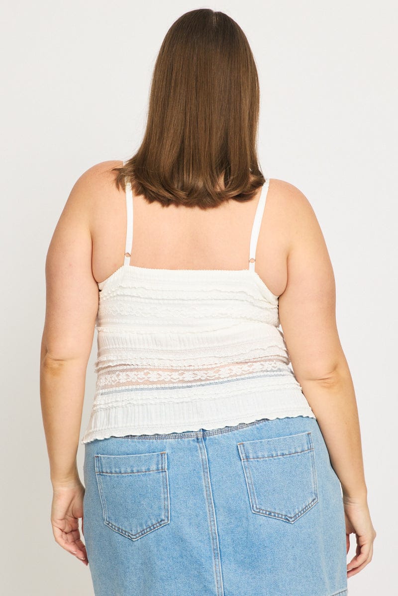 White Lace Cami Top Open Front for YouandAll Fashion