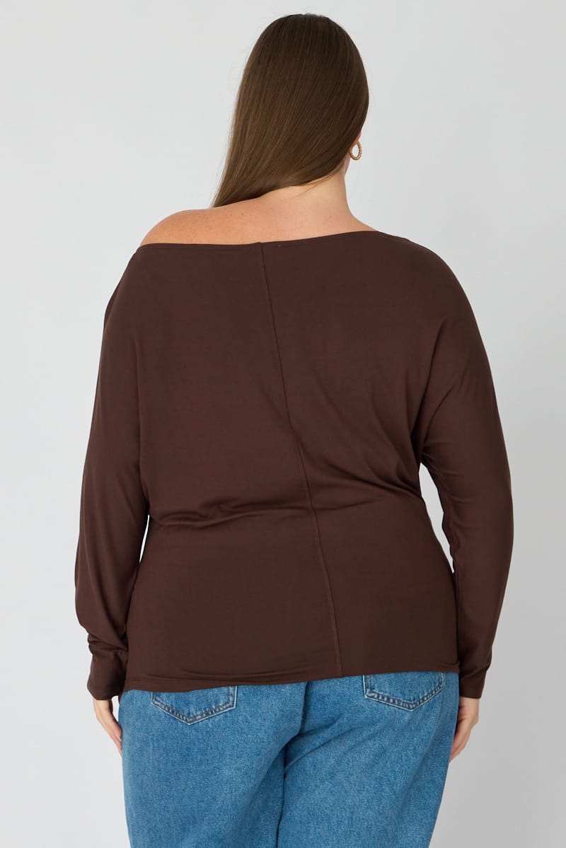 Brown Batwing Top Long Sleeve for YouandAll Fashion