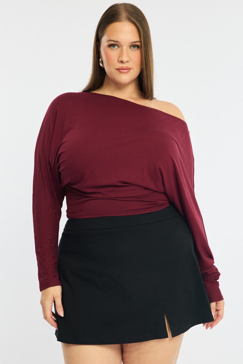 Red Batwing Top Long Sleeve for YouandAll Fashion