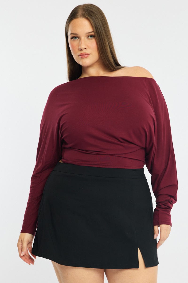 Red Batwing Top Long Sleeve for YouandAll Fashion