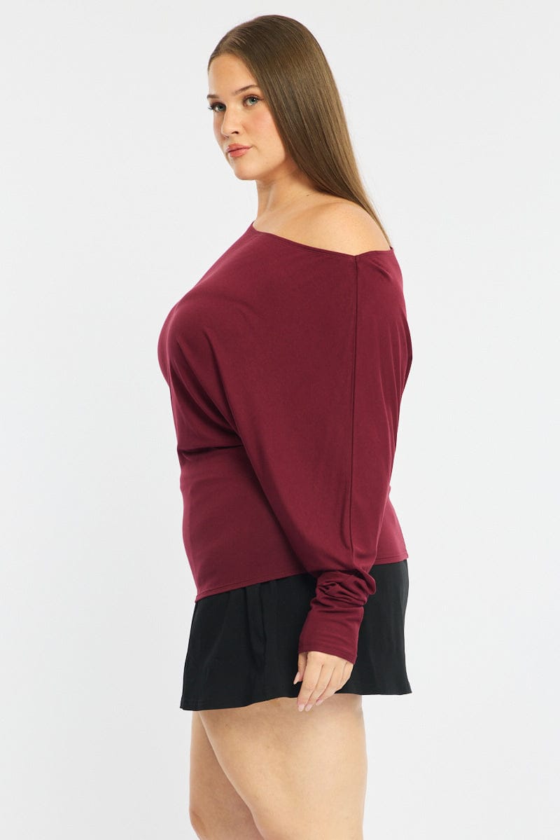 Red Batwing Top Long Sleeve for YouandAll Fashion