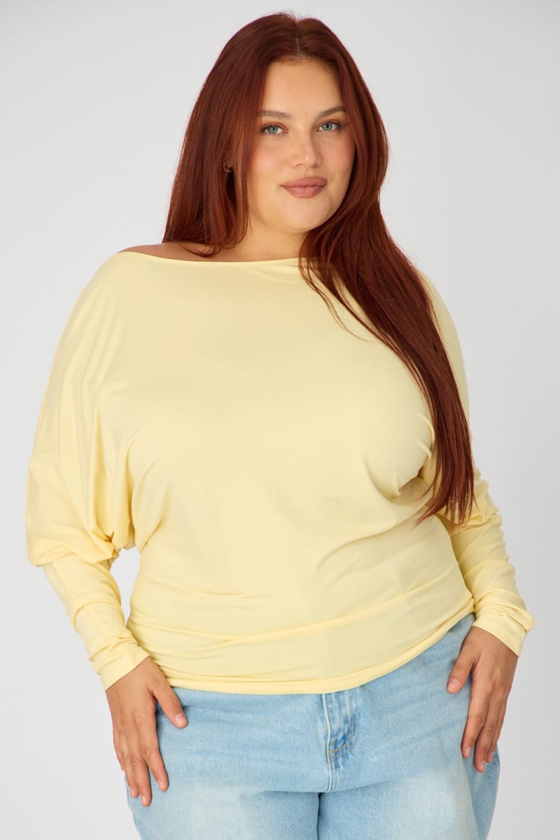 Yellow Batwing Top Long Sleeve for YouandAll Fashion