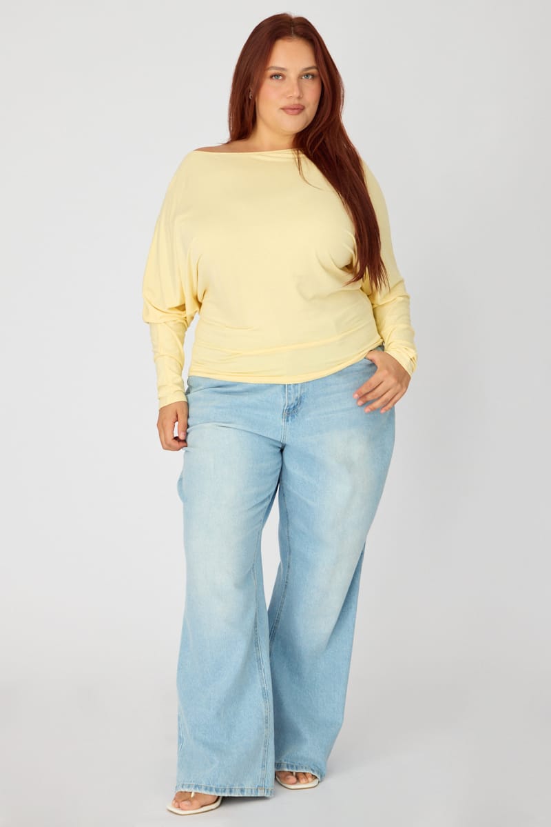 Yellow Batwing Top Long Sleeve for YouandAll Fashion