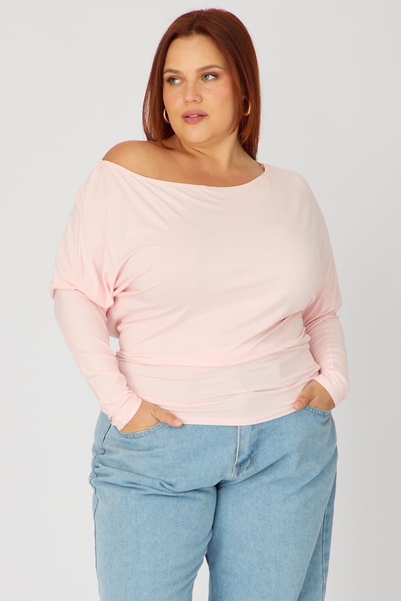 Pink Batwing Top Long Sleeve for YouandAll Fashion