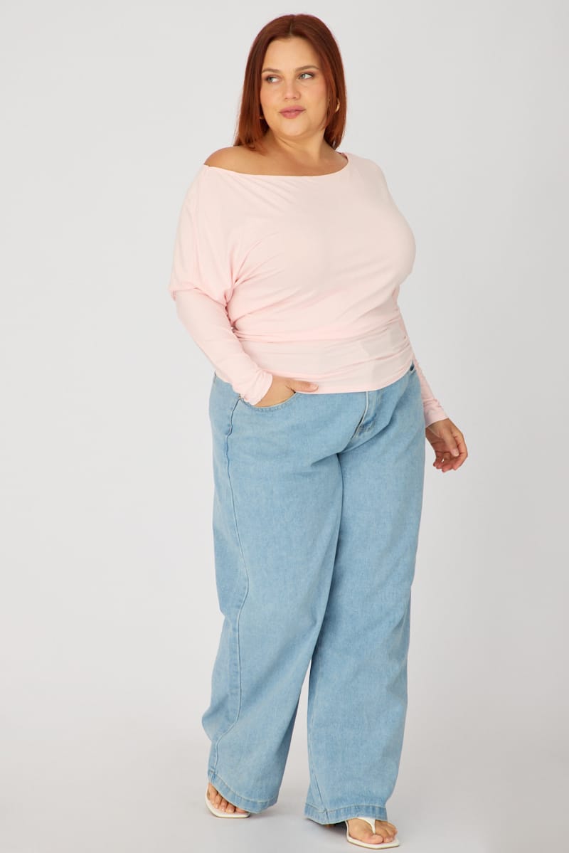 Pink Batwing Top Long Sleeve for YouandAll Fashion