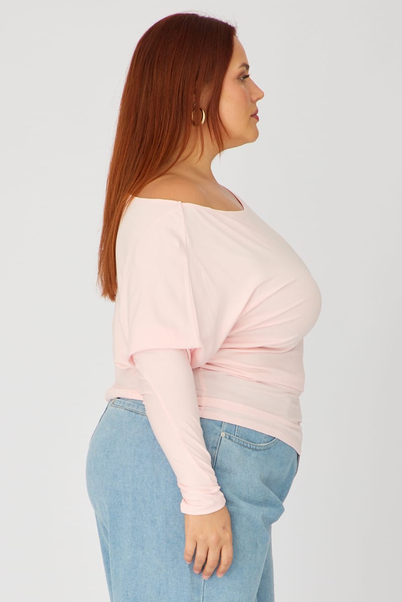Pink Batwing Top Long Sleeve for YouandAll Fashion