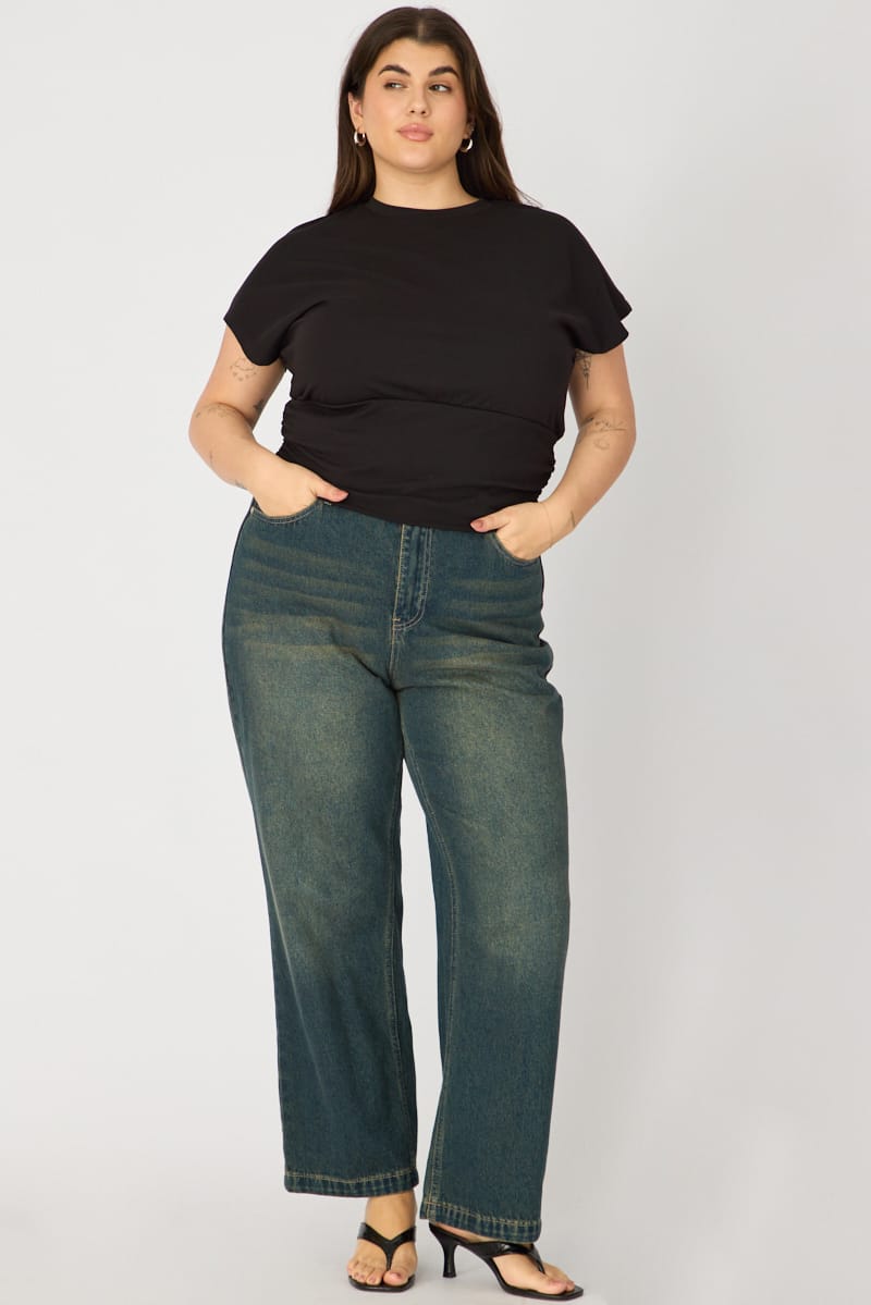 Black Boat Neck Short Sleeve Top for YouandAll Fashion