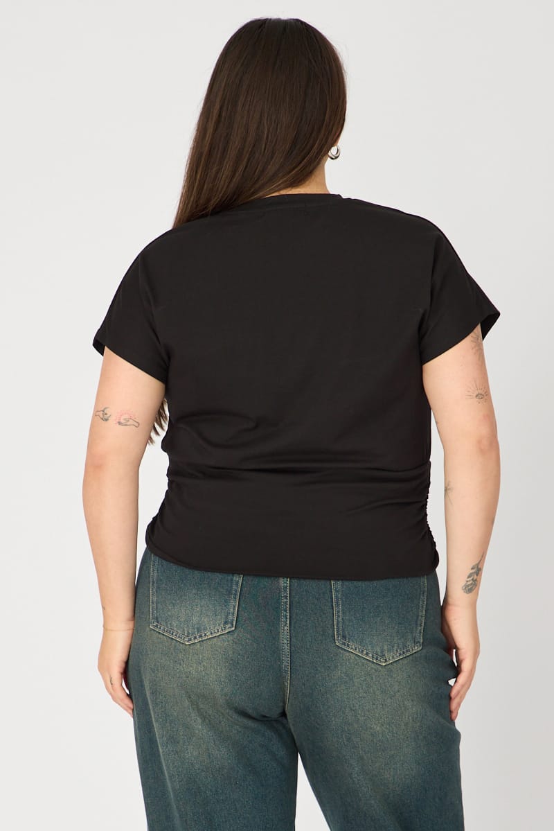 Black Boat Neck Short Sleeve Top for YouandAll Fashion
