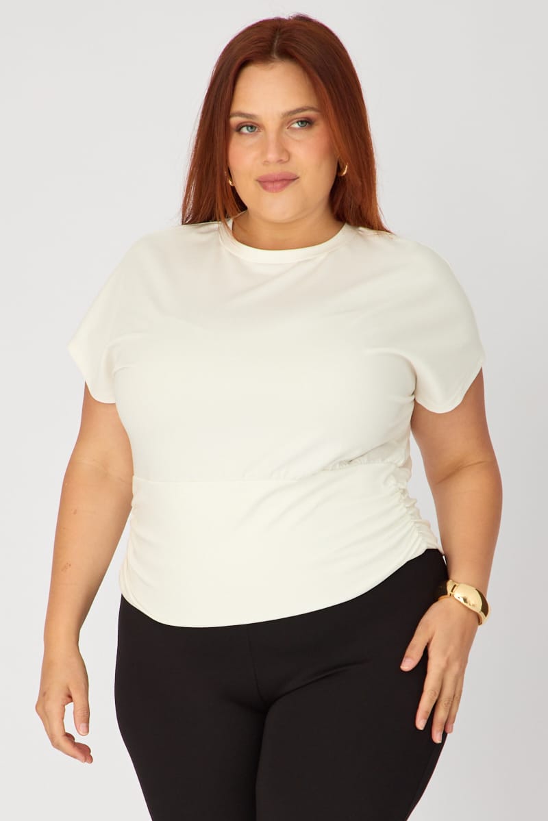 White Boat Neck Short Sleeve Top for YouandAll Fashion