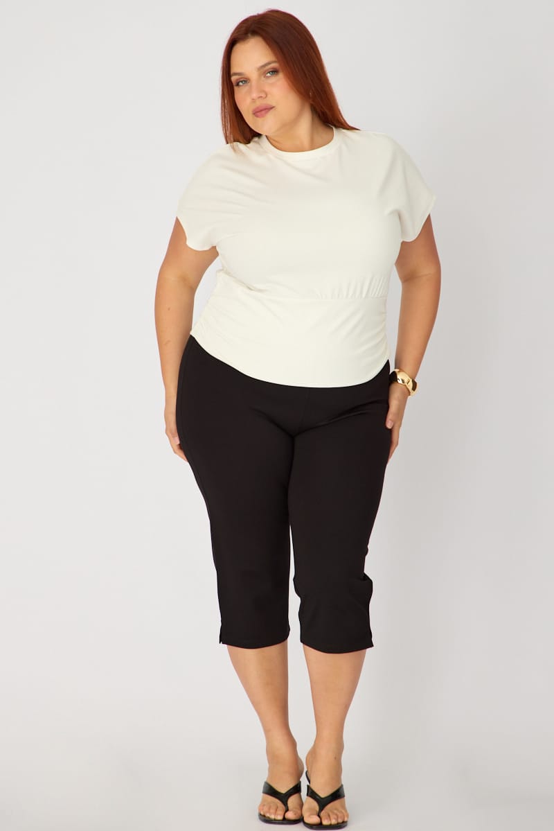White Boat Neck Short Sleeve Top for YouandAll Fashion