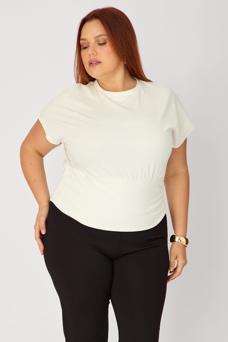 White Boat Neck Short Sleeve Top for YouandAll Fashion