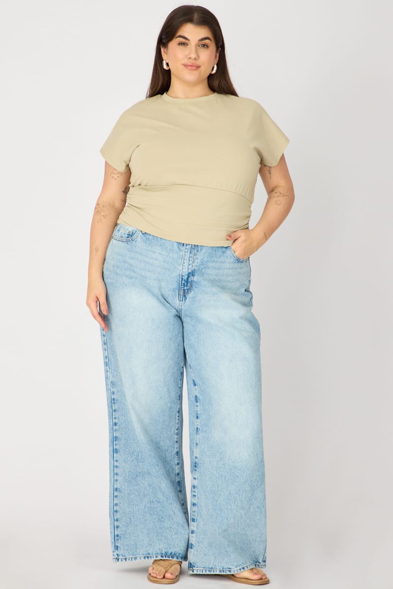 Green Boat Neck Short Sleeve Top for YouandAll Fashion