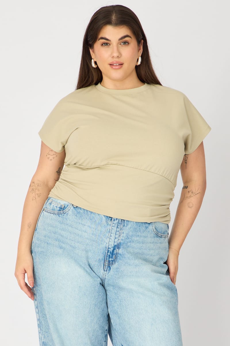 Green Boat Neck Short Sleeve Top for YouandAll Fashion