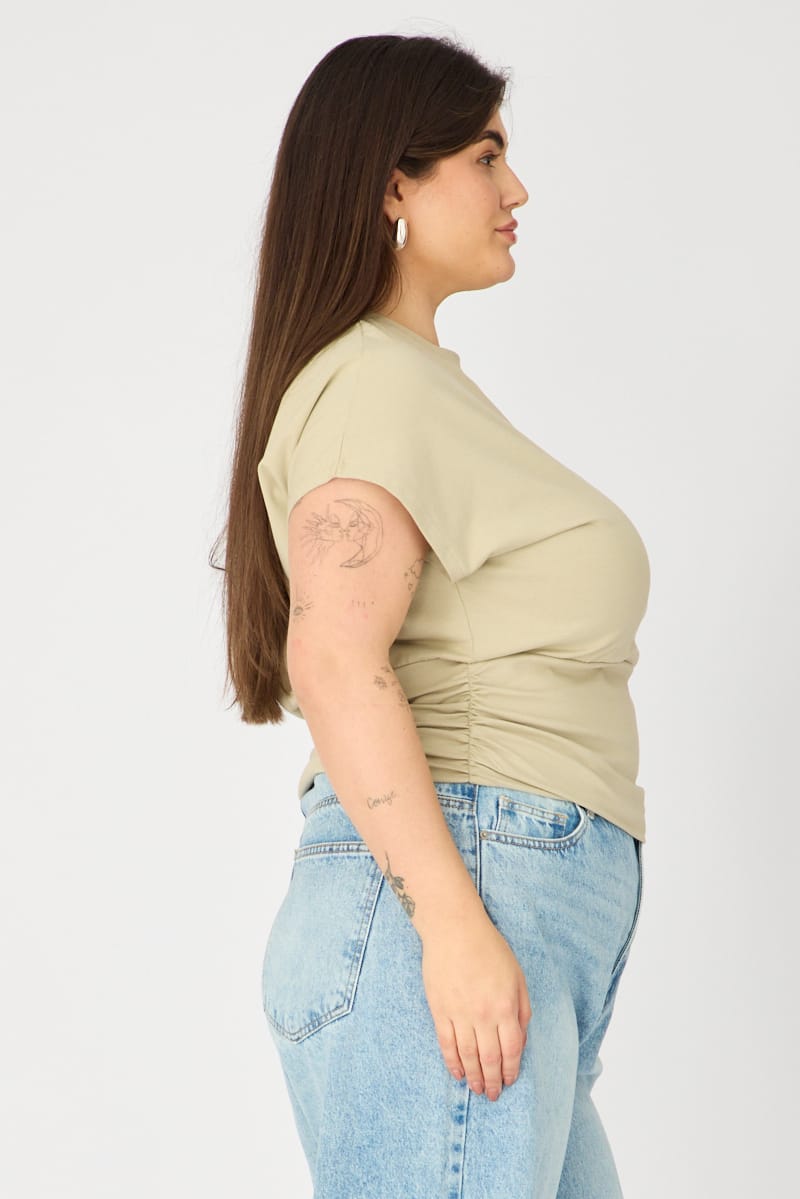 Green Boat Neck Short Sleeve Top for YouandAll Fashion