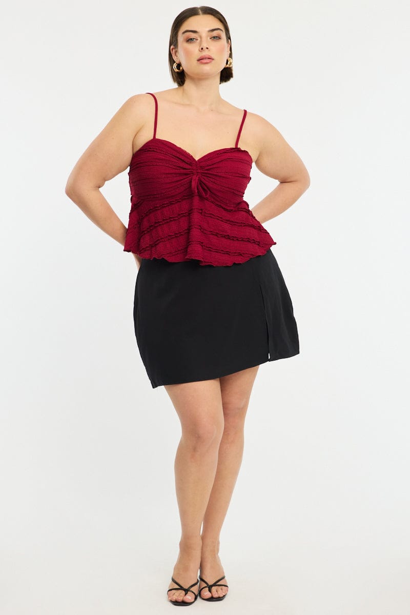 Red Texture Cami Top Lace for YouandAll Fashion