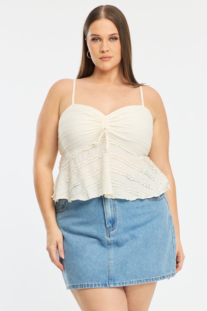 White Textured Cami Top Lace for YouandAll Fashion