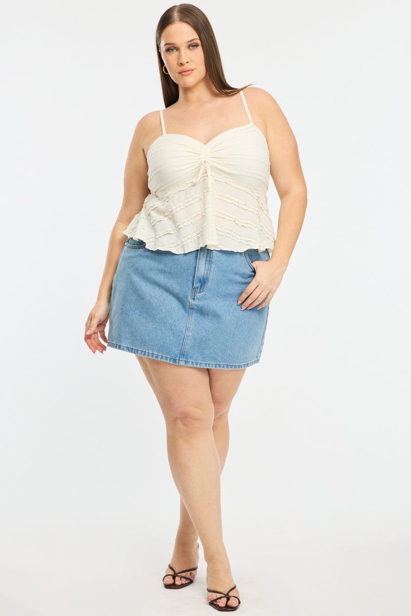 White Textured Cami Top Lace for YouandAll Fashion