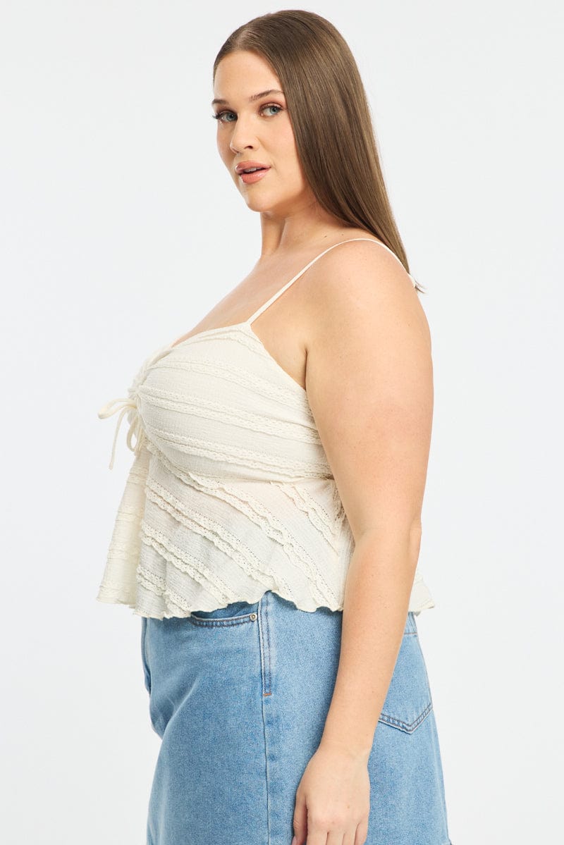 White Textured Cami Top Lace for YouandAll Fashion