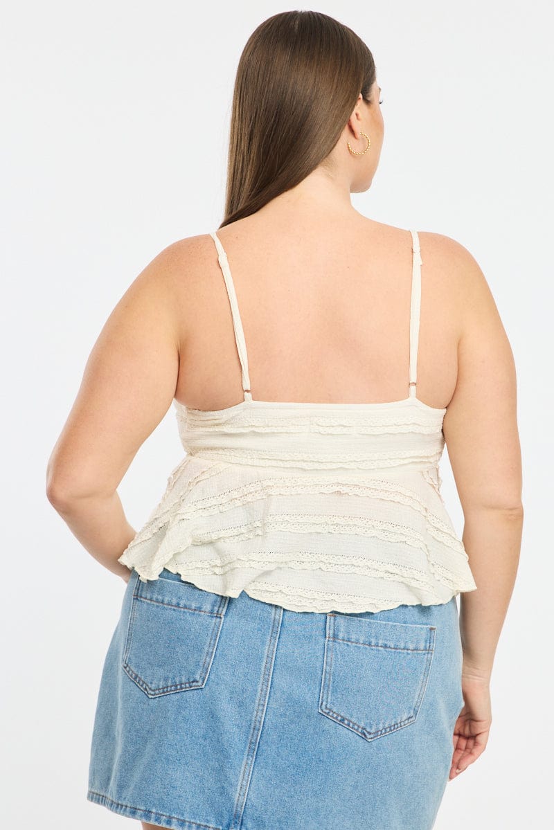 White Textured Cami Top Lace for YouandAll Fashion