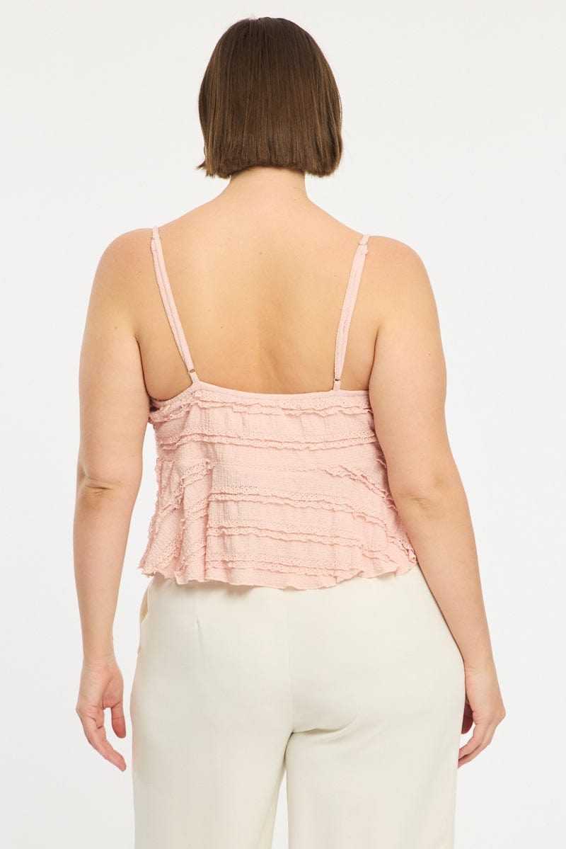 Pink Textured Cami Top Lace for YouandAll Fashion