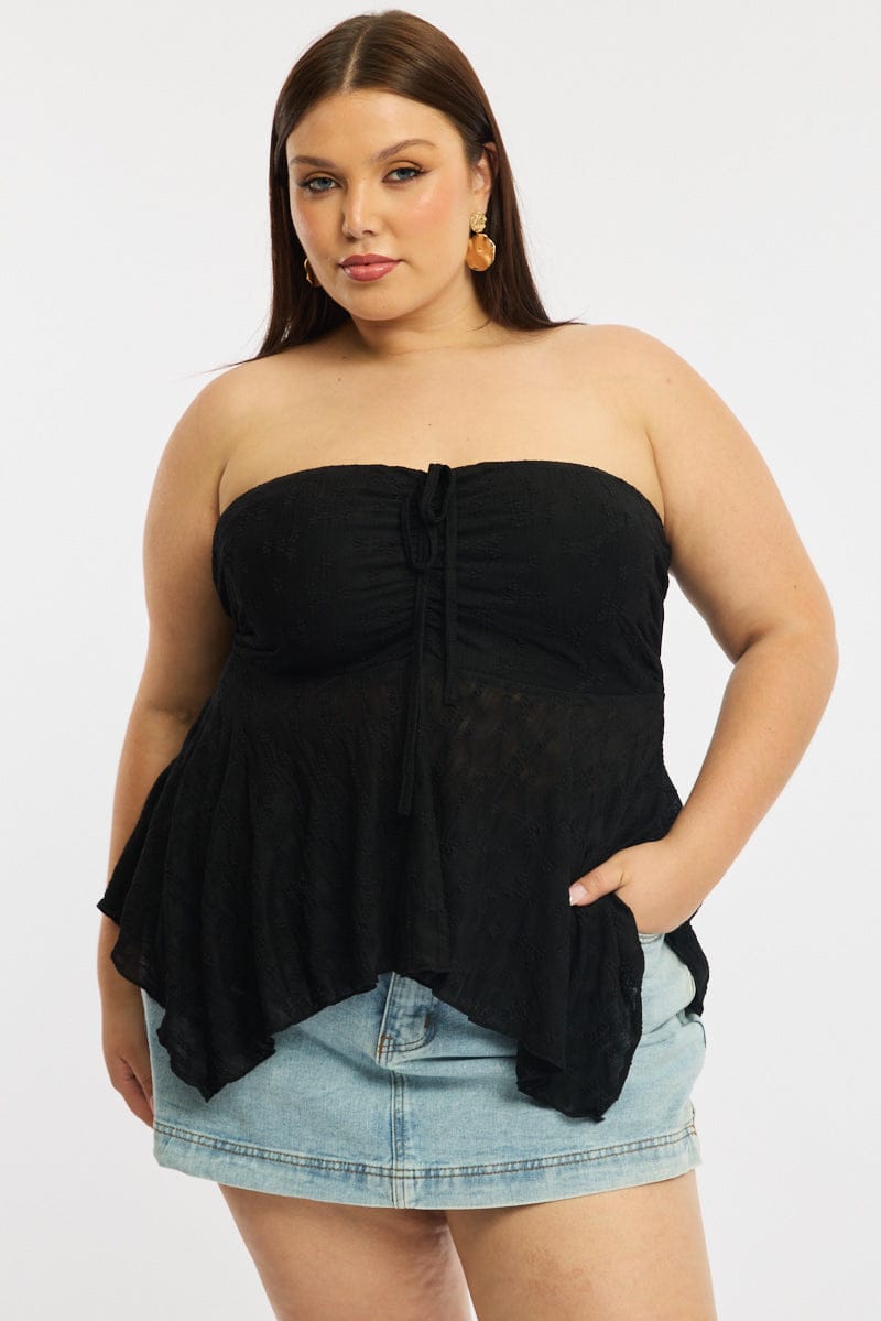 Black Lace Bandeau Top for YouandAll Fashion