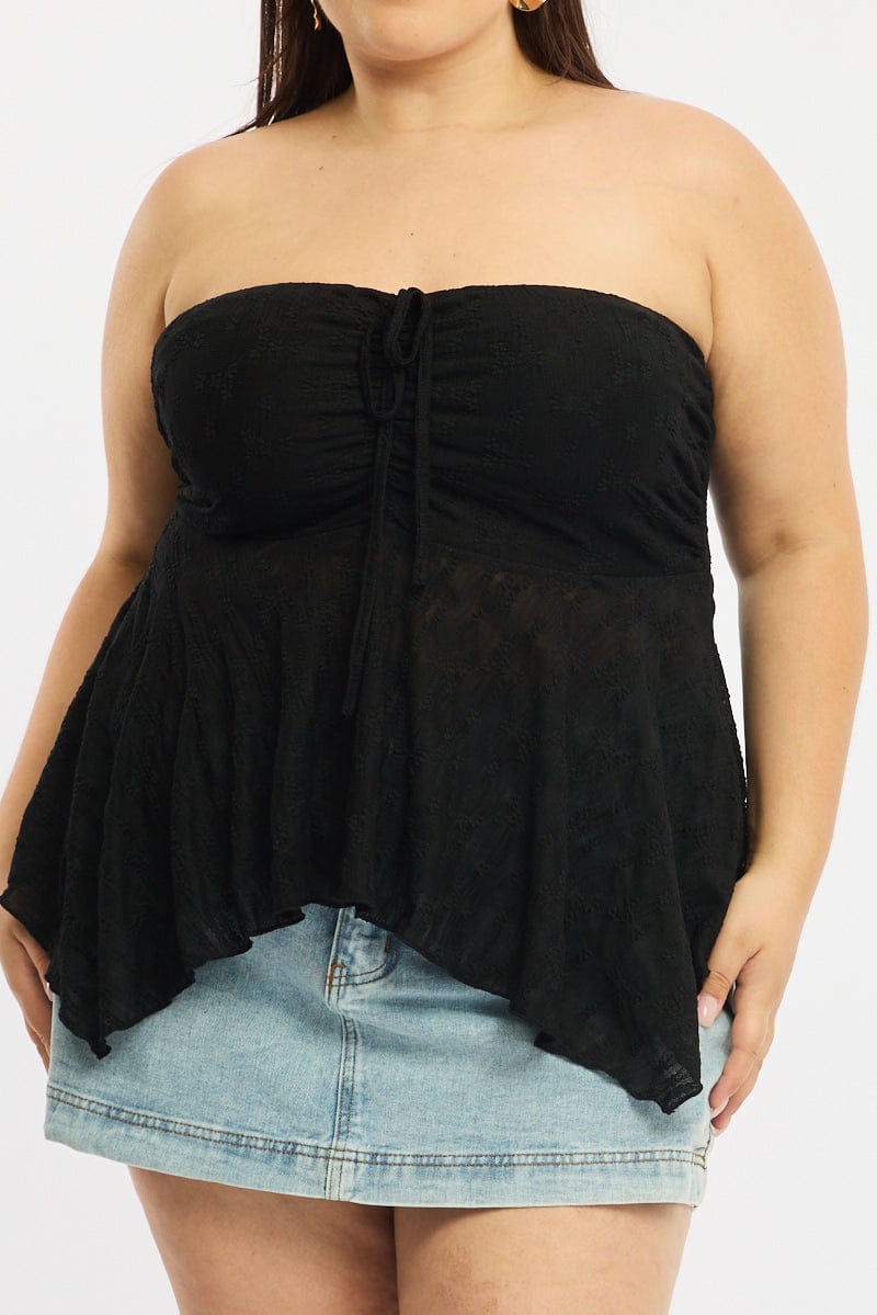 Black Lace Bandeau Top for YouandAll Fashion