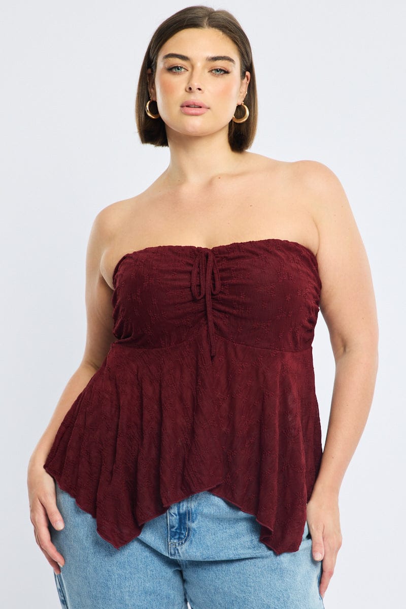 Red Lace Bandeau Top for YouandAll Fashion