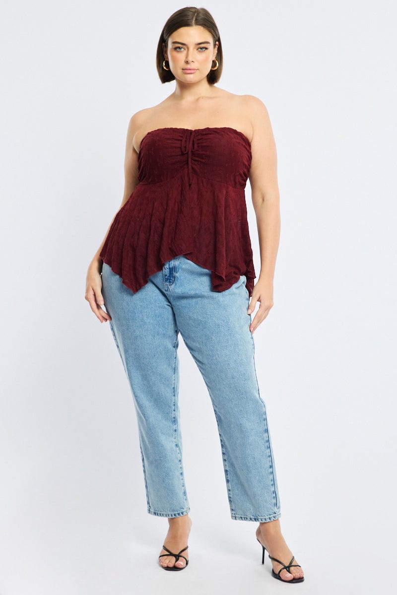 Red Lace Bandeau Top for YouandAll Fashion