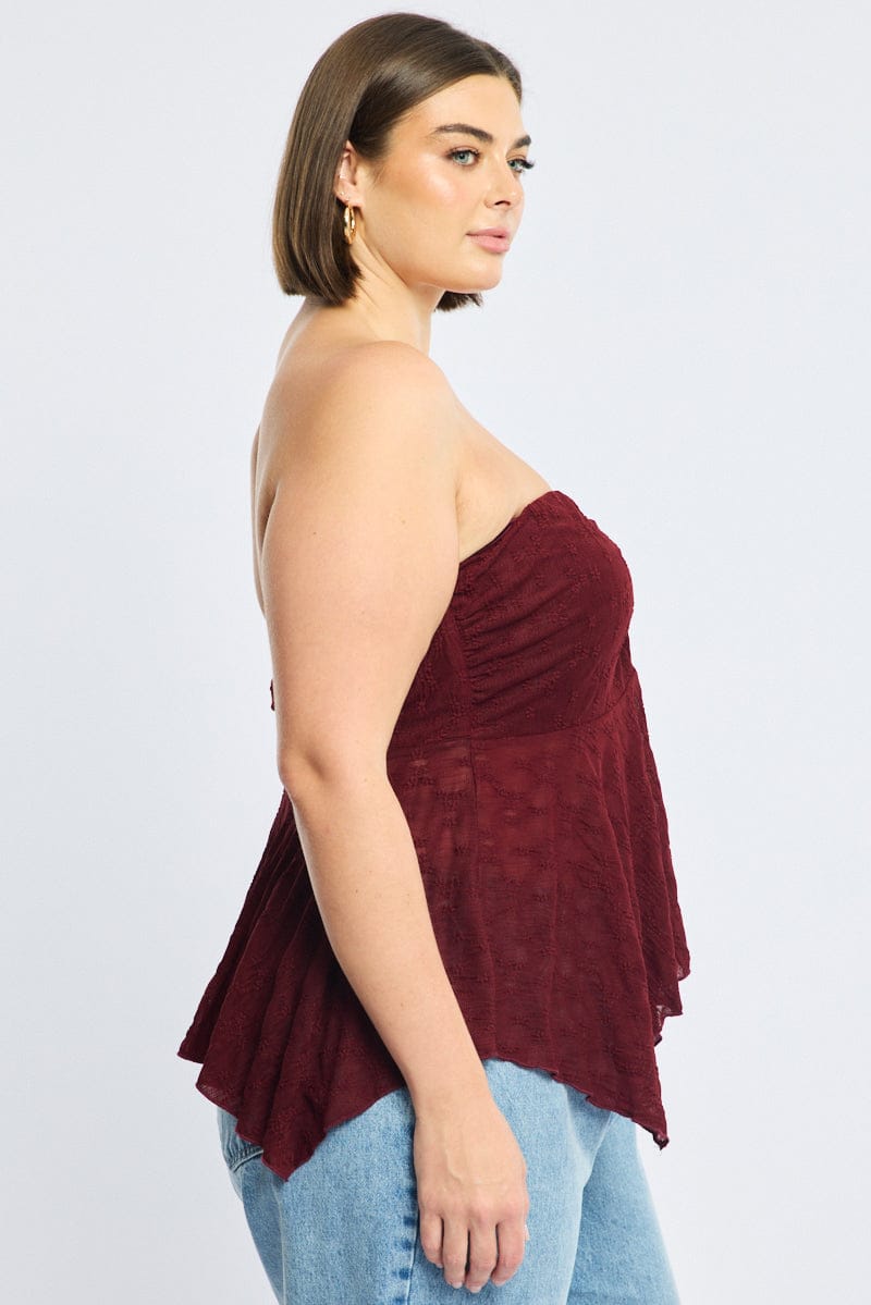 Red Lace Bandeau Top for YouandAll Fashion