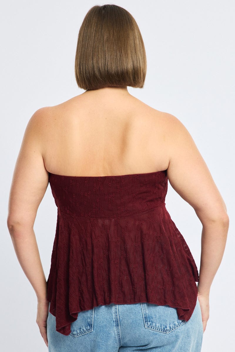 Red Lace Bandeau Top for YouandAll Fashion